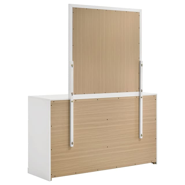 Ines 6-drawer Bedroom Dresser with Mirror White High Gloss — photo 4