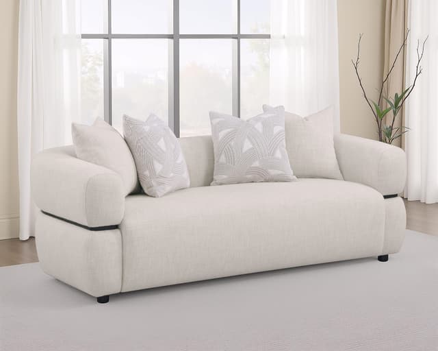 Jeanette 84-inch Fabric Upholstered Round Arm Sofa Beige — photo 2