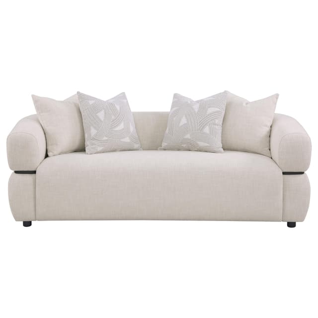 Jeanette 84-inch Fabric Upholstered Round Arm Sofa Beige — photo 3