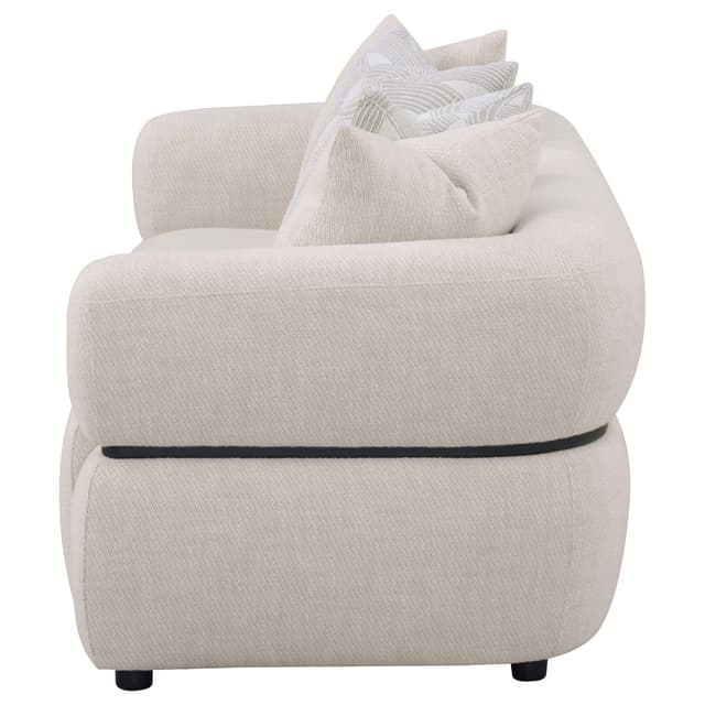 Jeanette 84-inch Fabric Upholstered Round Arm Sofa Beige — photo 5