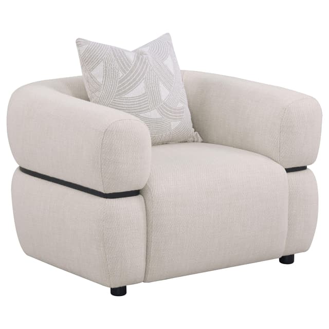 Jeanette Fabric Upholstered Round Arm Accent Chair Beige — photo 1