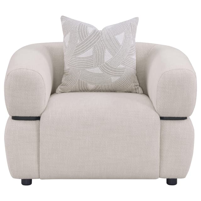 Jeanette Fabric Upholstered Round Arm Accent Chair Beige — photo 3