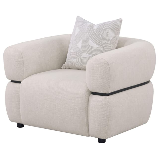 Jeanette Fabric Upholstered Round Arm Accent Chair Beige — photo 4