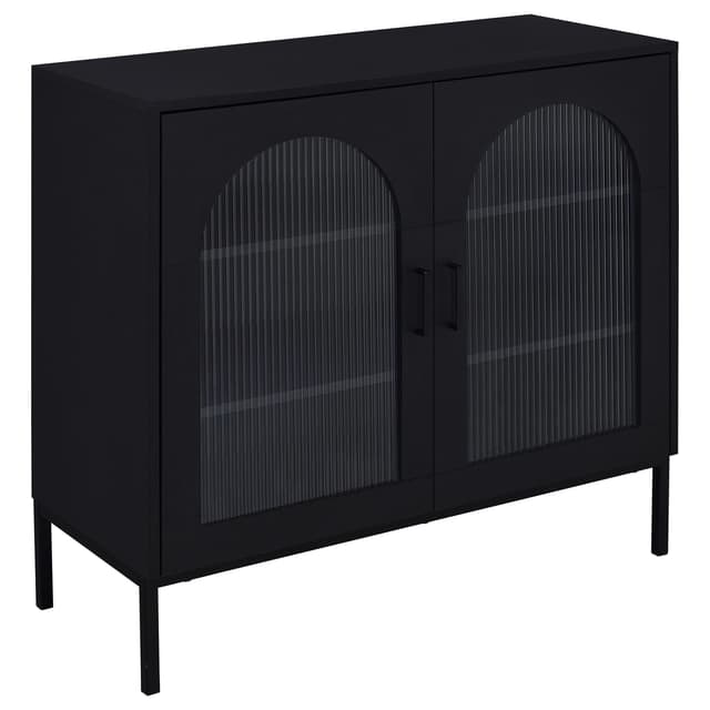 Jess 2-door Arched Fluted Glass Accent Cabinet Black — photo 1