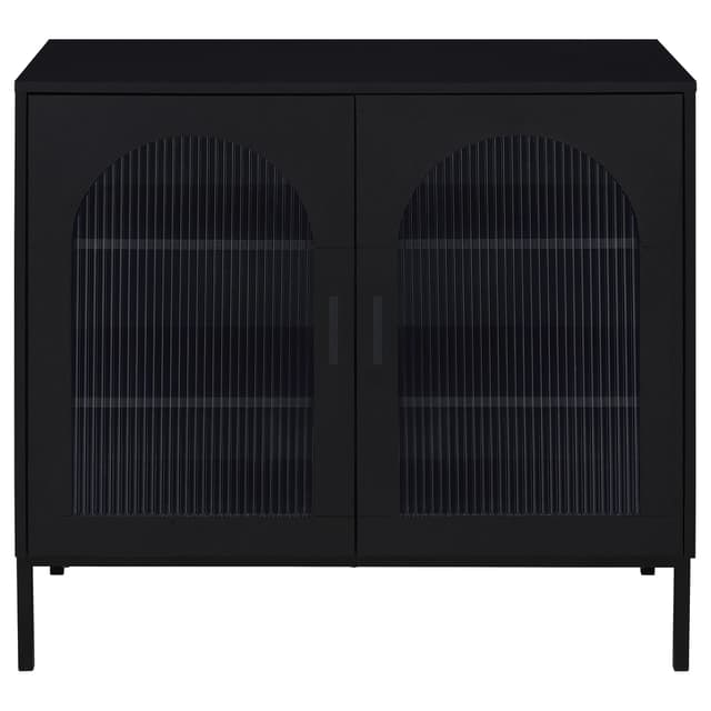 Jess 2-door Arched Fluted Glass Accent Cabinet Black — photo 4