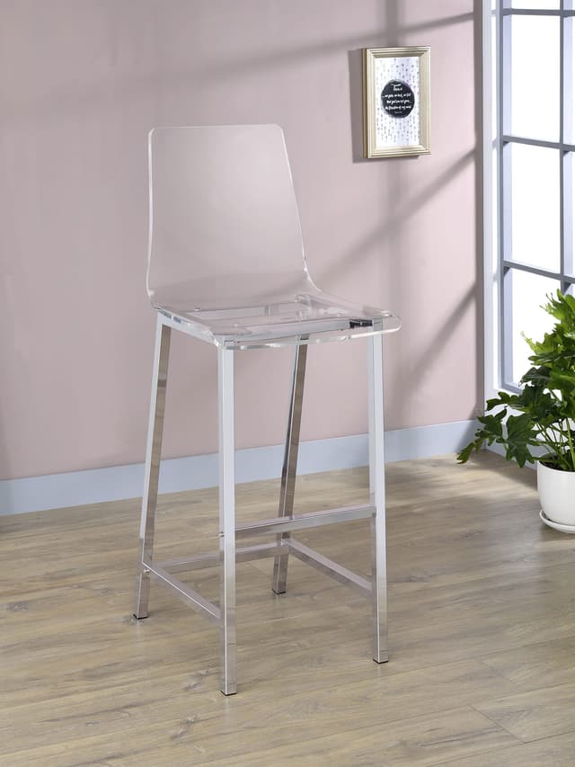 Juelia Clear Acrylic Bar Chair Chrome (Set of 2) — photo 2