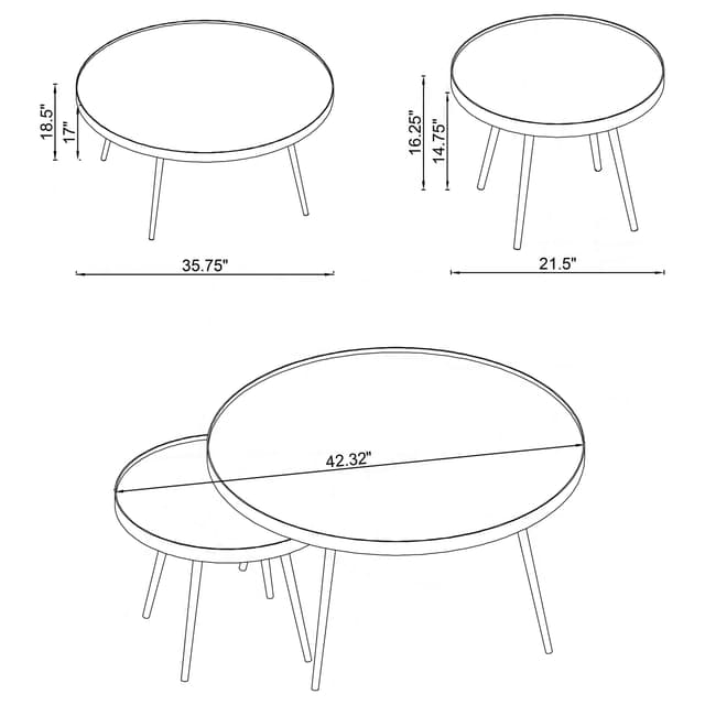 Kaelyn 2-piece Round Mirror Top Nesting Coffee Table Gold — photo 3