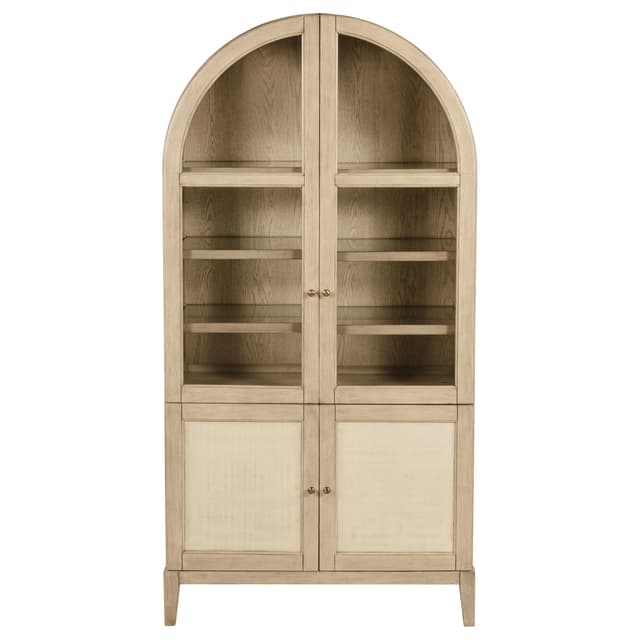Kailani 4-Door Cane Dining Vitrine Display Cabinet Beige Oak — photo 3