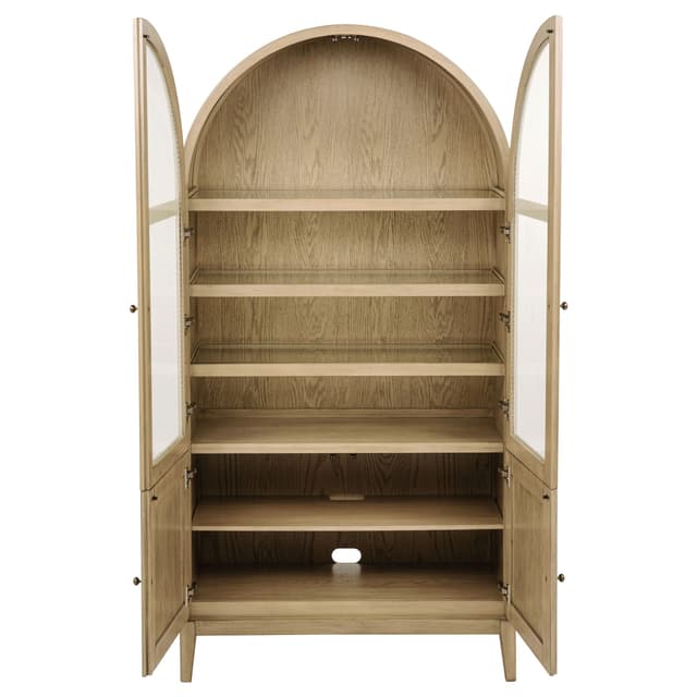 Kailani 4-Door Cane Dining Vitrine Display Cabinet Beige Oak — photo 4