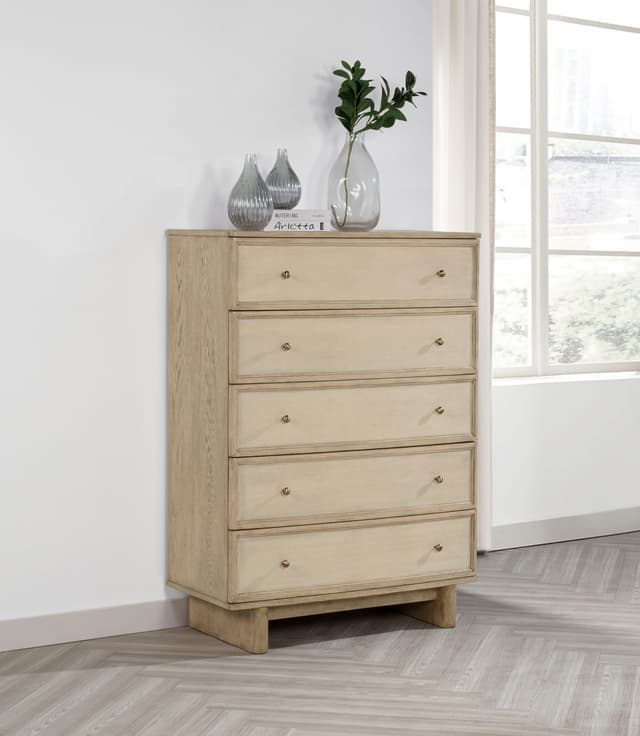 Kailani 5-drawer Bedroom Chest of Drawers Beige Oak — photo 2
