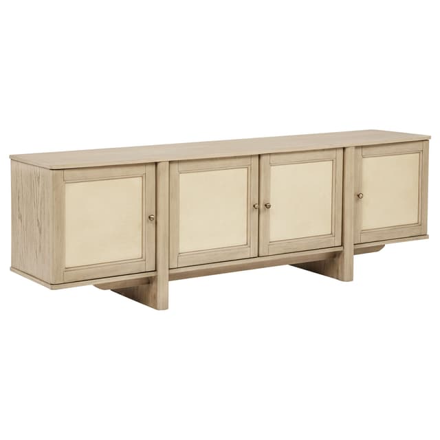 Kailani 79-inch 4-door Cane TV Stand Media Console Beige Oak — photo 1
