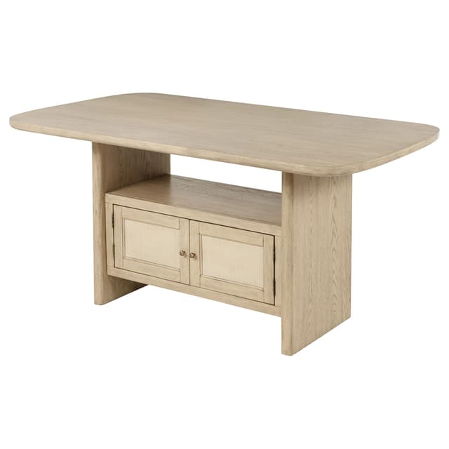 Kailani Cane Counter Height Storage Dining Table Beige Oak — photo 5