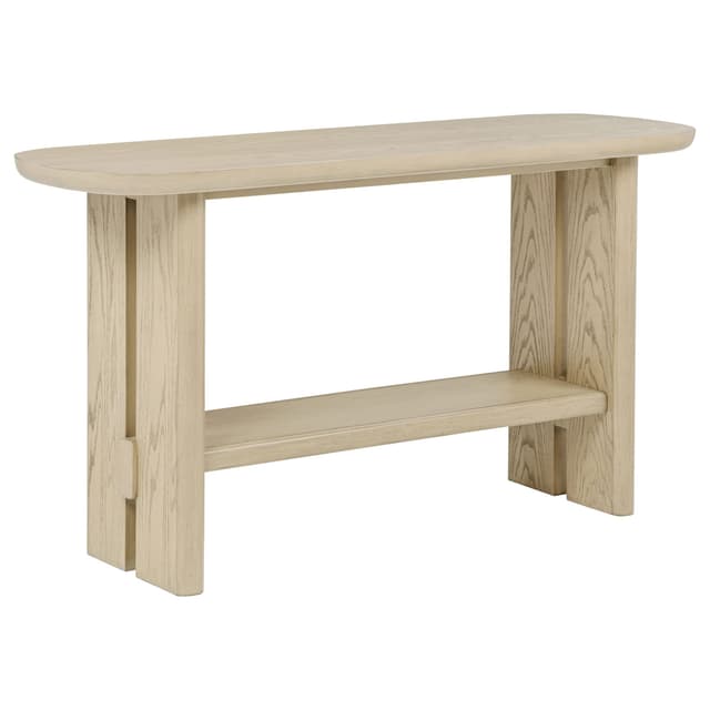 Kailani Coastal Sofa Console Table with Shelf Beige Oak — photo 1