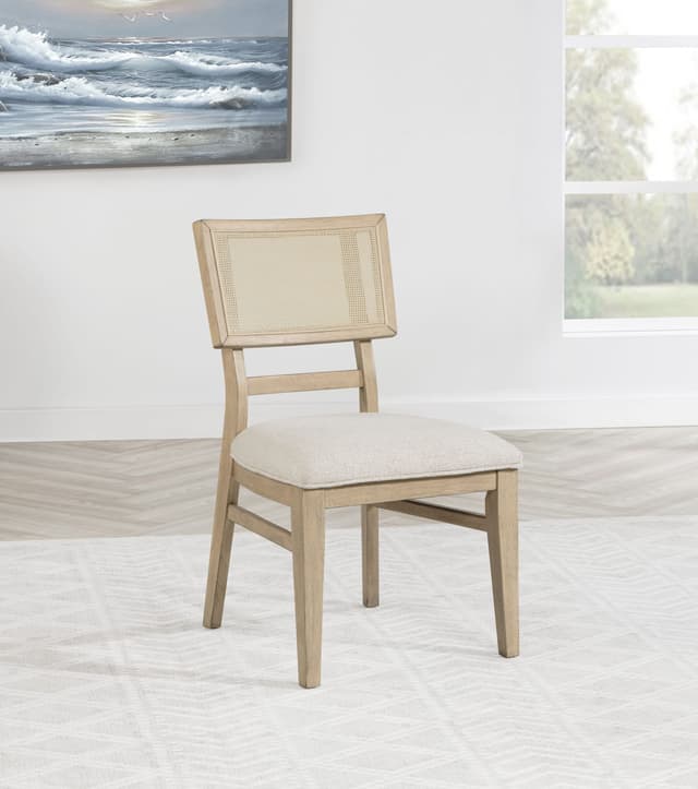 Kailani Rattan Cane Dining Side Chair Beige Oak (Set of 2) — photo 2