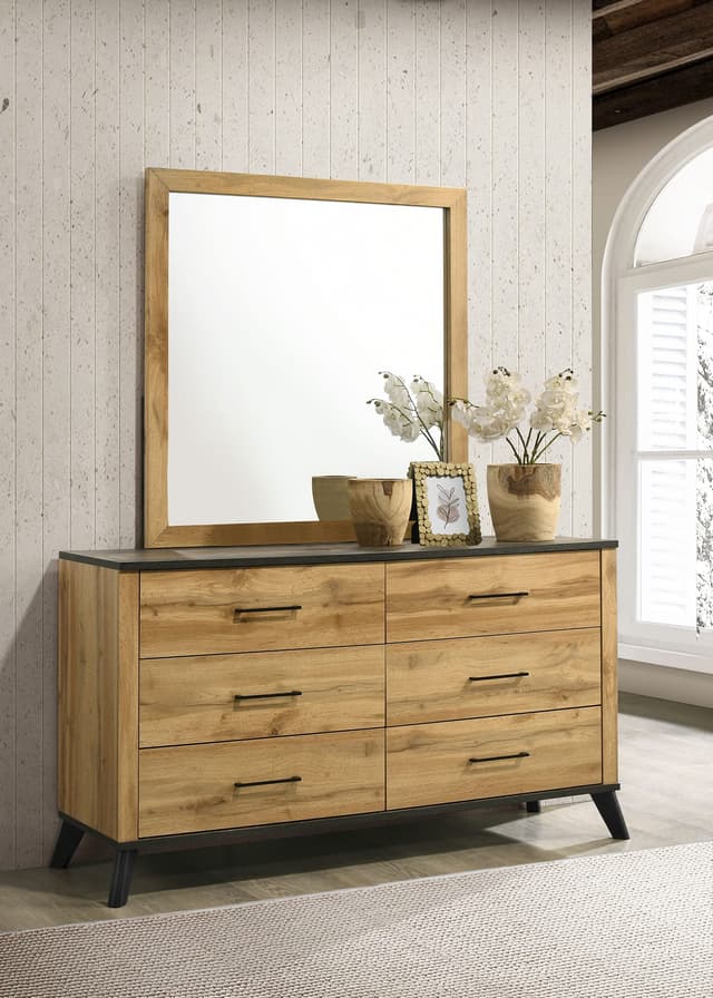 Kaywood 6-drawer Dresser and Mirror Natural Pine — photo 2