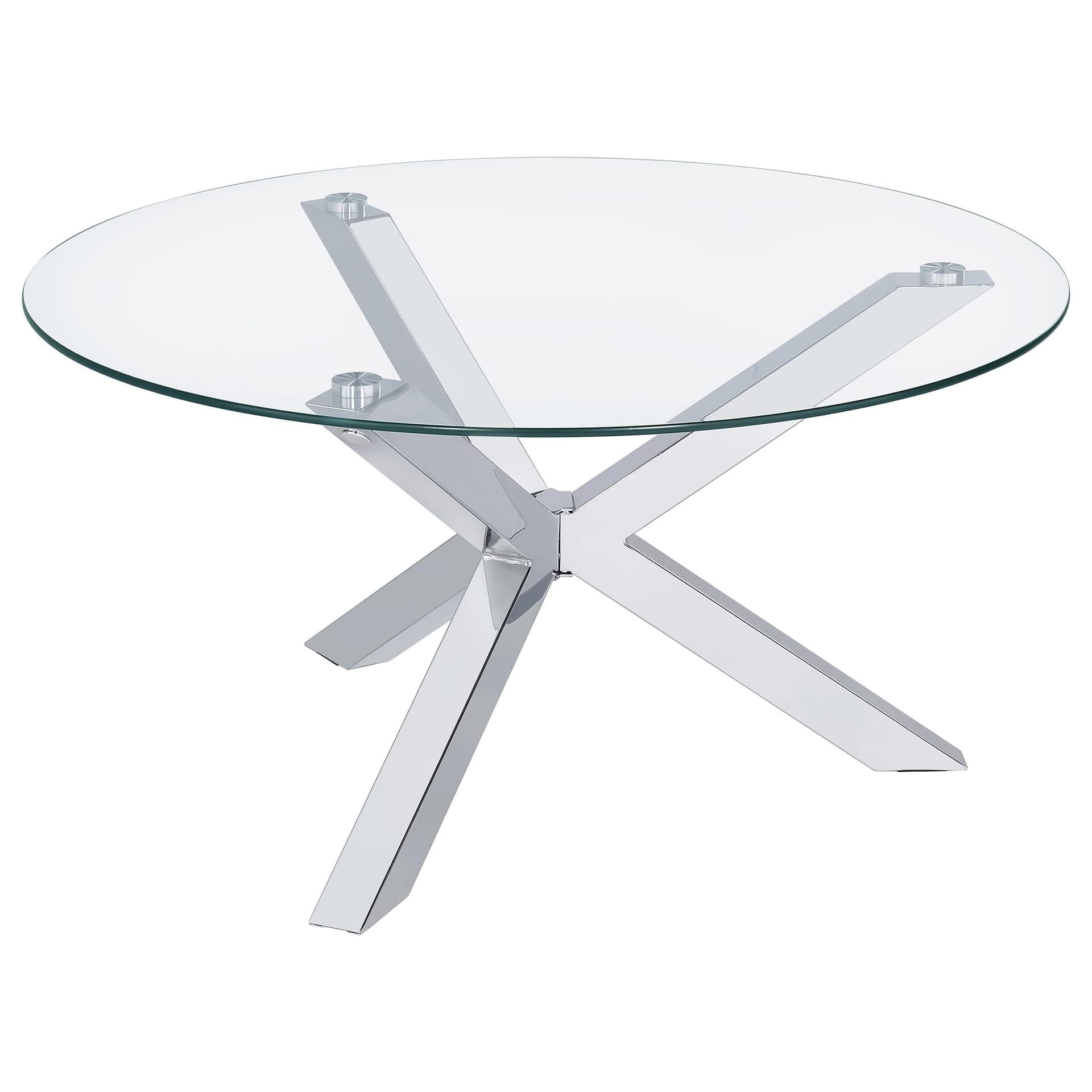 Kenzie Round Tempered Glass Top Cocktail Coffee Table Chrome