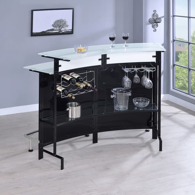 Keystone Curved Glass Top Home Bar Wine Cabinet Black — photo 3