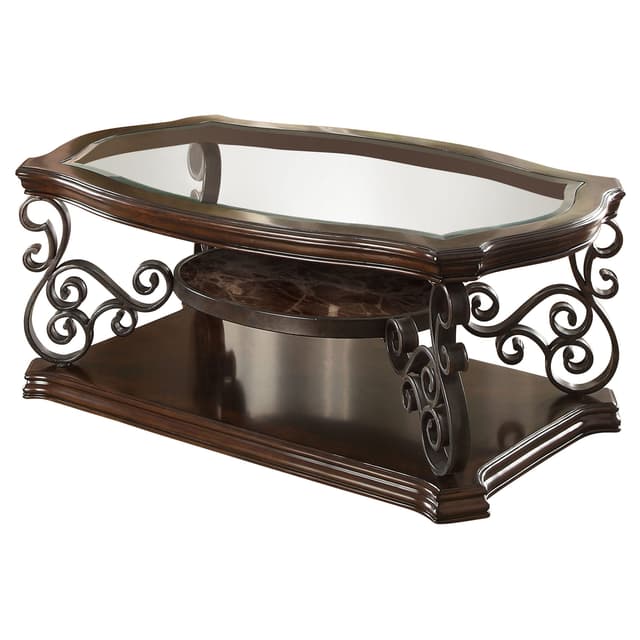 Laney 1-shelf Glass Top Rectangular Coffee Table Deep Merlot — photo 4