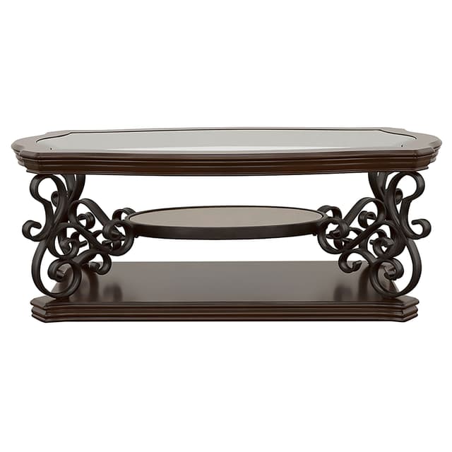 Laney 1-shelf Glass Top Rectangular Coffee Table Deep Merlot — photo 3