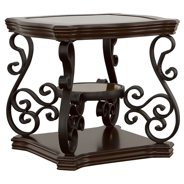 Laney 1-shelf Glass Top Square End Table Deep Merlot — photo 1
