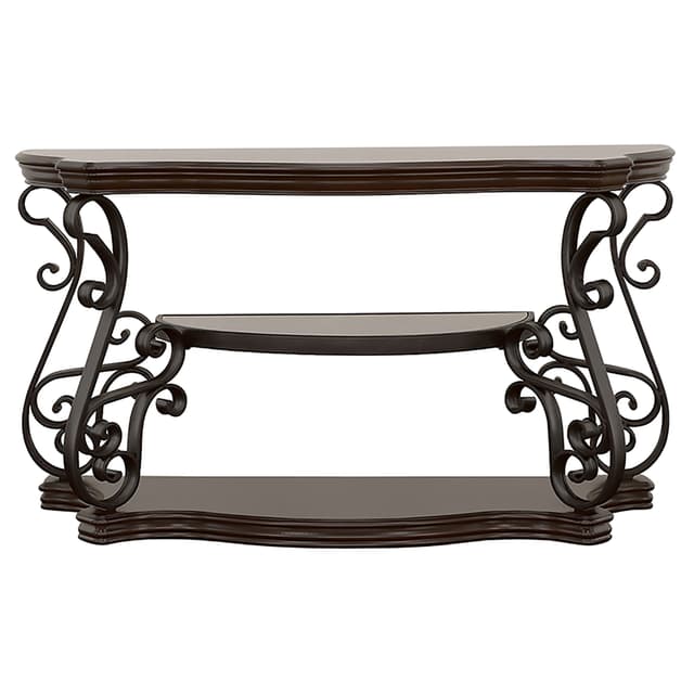 Laney Scrollwork Entryway Sofa Console Table Deep Merlot — photo 3