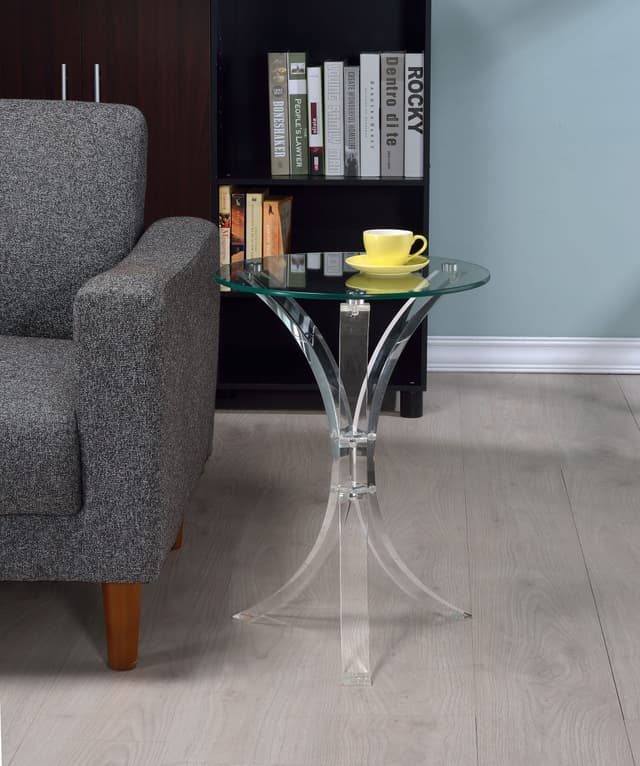 Laning Round Glass Top Acrylic Side Table Clear — photo 2