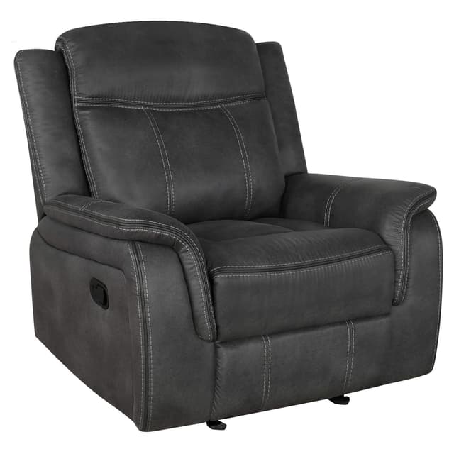 Lawrence Upholstered Padded Arm Glider Recliner Charcoal — photo 1