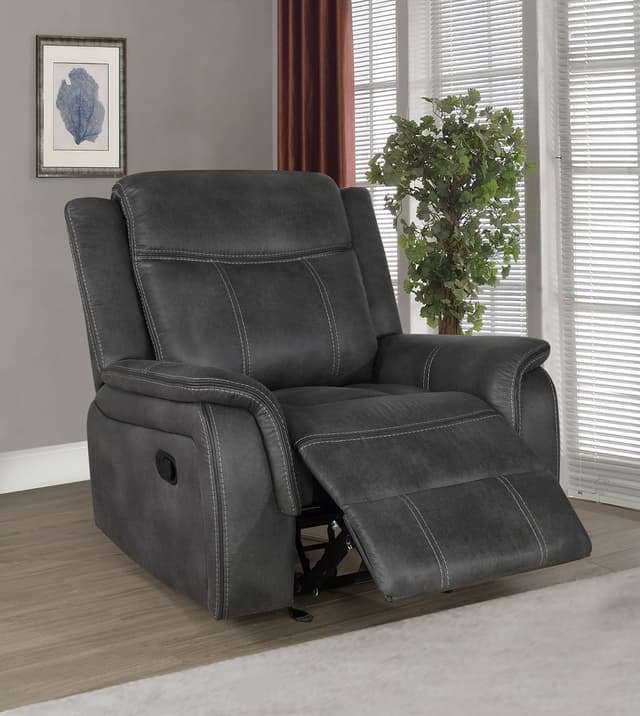Lawrence Upholstered Padded Arm Glider Recliner Charcoal — photo 3
