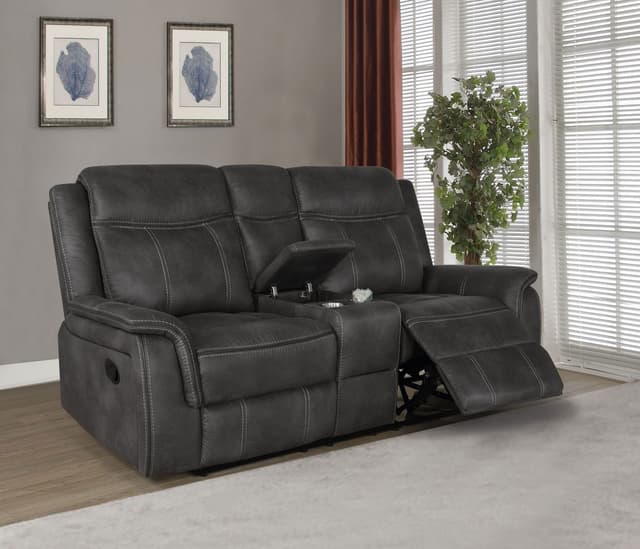 Lawrence Upholstered Padded Arm Reclining Loveseat Charcoal — photo 2