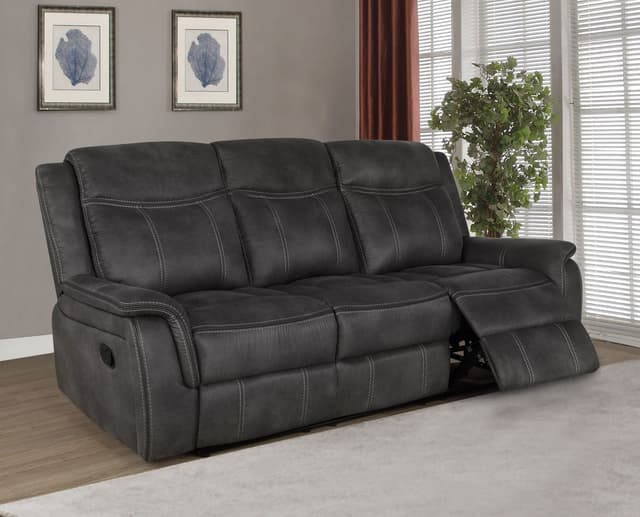 Lawrence Upholstered Padded Arm Reclining Sofa Charcoal — photo 2