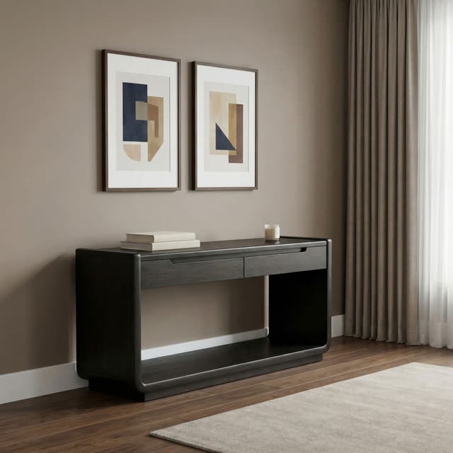 Leandro 2-drawer Entryway Sofa Console Table Burnished Black — photo 2