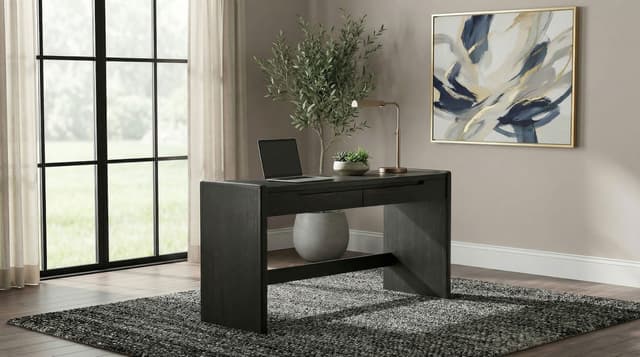 Leandro 2-drawer Home Office Writing Desk Burnished Black — photo 2