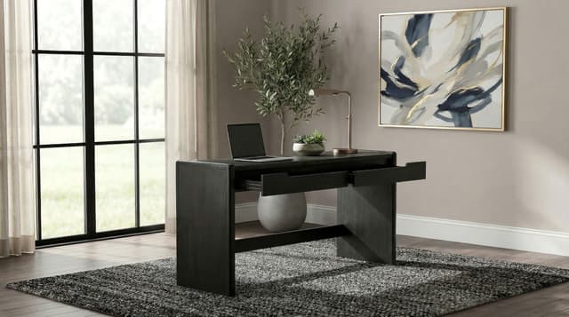 Leandro 2-drawer Home Office Writing Desk Burnished Black — photo 3