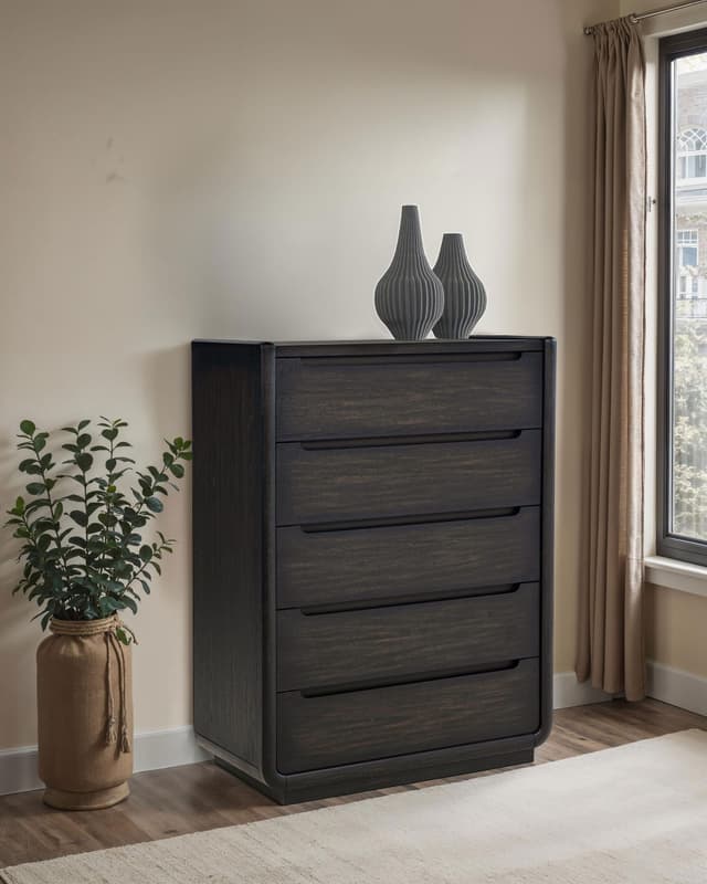 Leandro 5-drawer Bedroom Chest of Drawers Burnished Black — photo 2