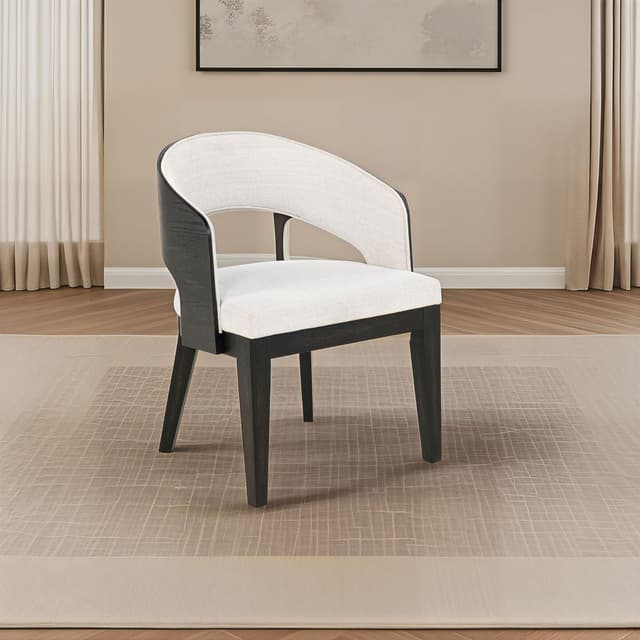 Leandro Upholstered Dining Arm Chair Cream (Set of 2) — photo 2