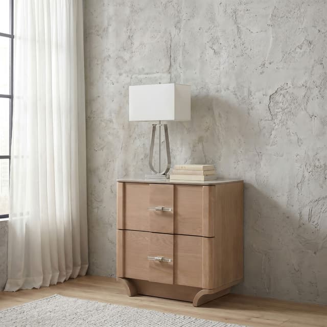 Leanne 2-drawer Sinter Stone Top Nightstand Light Oak — photo 2