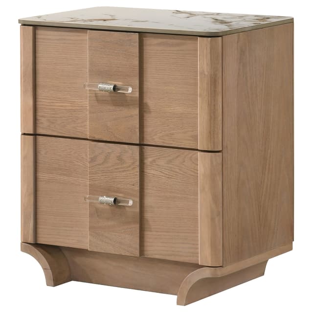Leanne 2-drawer Sinter Stone Top Nightstand Light Oak — photo 4