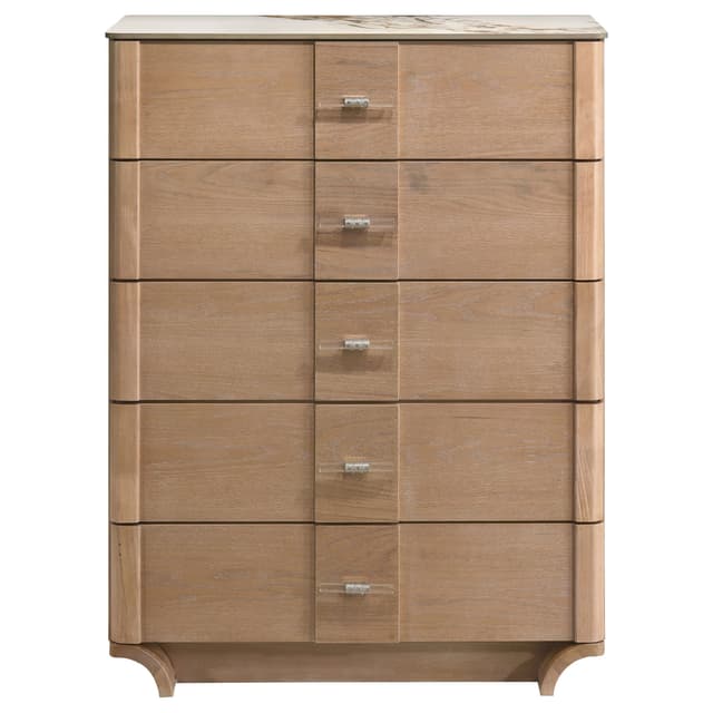 Leanne 5-drawer Sinter Stone Top Chest of Drawers Light Oak — photo 3
