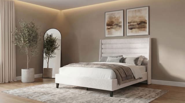 Leslie Upholstered Wingback Platform Bed — photo 2