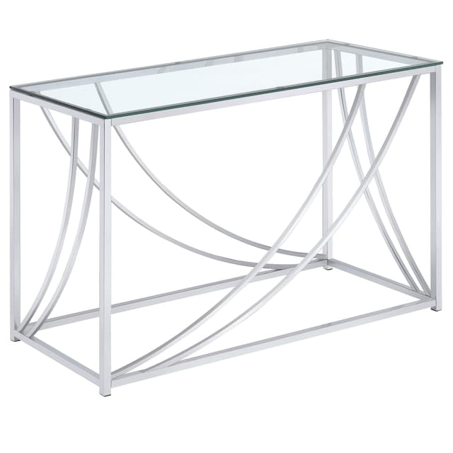 Lille Glass Top Entryway Console Table Accents Chrome — photo 1