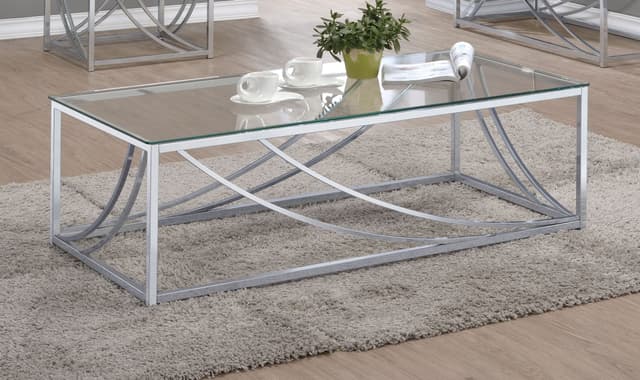 Lille Rectangular Glass Top Coffee Table Chrome — photo 2