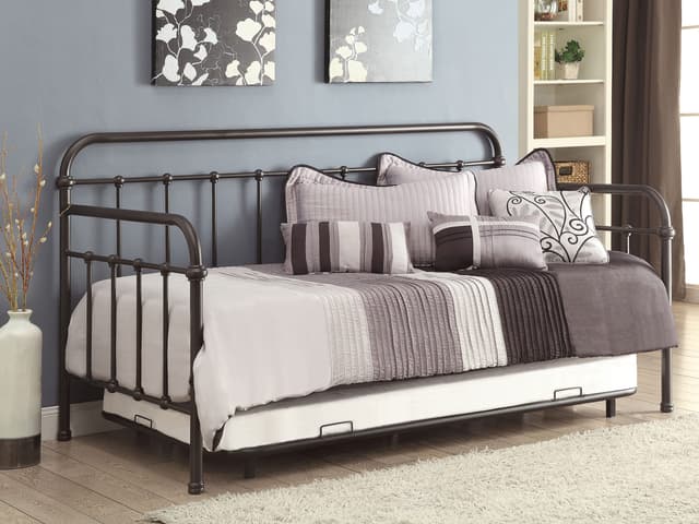 Livingston Metal Twin Daybed with Trundle Dark Bronze — photo 2