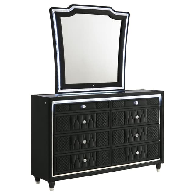 Lorient 8-drawer LED Dresser with Mirror Black — photo 1