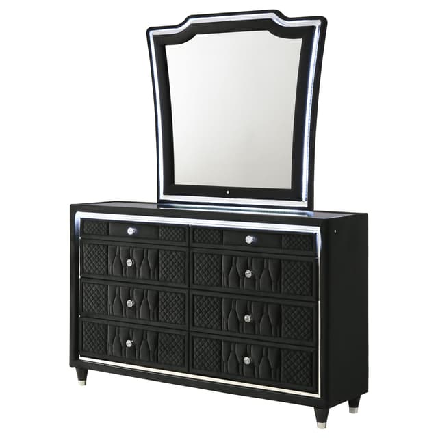 Lorient 8-drawer LED Dresser with Mirror Black — photo 4