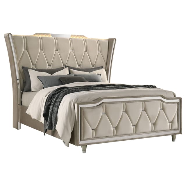 Lorient Upholstered LED Wingback Bed — photo 3