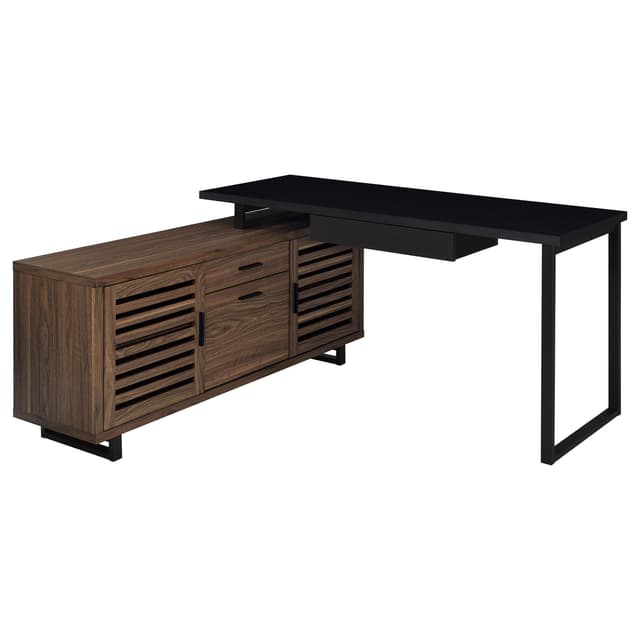 Maddox 60-inch L-Shape Office Computer Desk Black and Walnut — photo 4