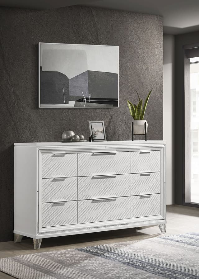 Marmore 9-drawer Dresser Cabinet White — photo 2