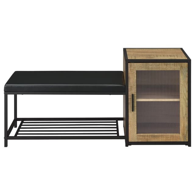 Martino Shoe Storage Entryway Bench with Cabinet Mango and Black — photo 4