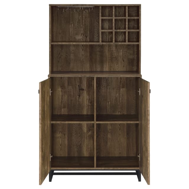 Mendoza 2-door Home Bar Cabinet Wine Storage Rustic Oak — photo 5
