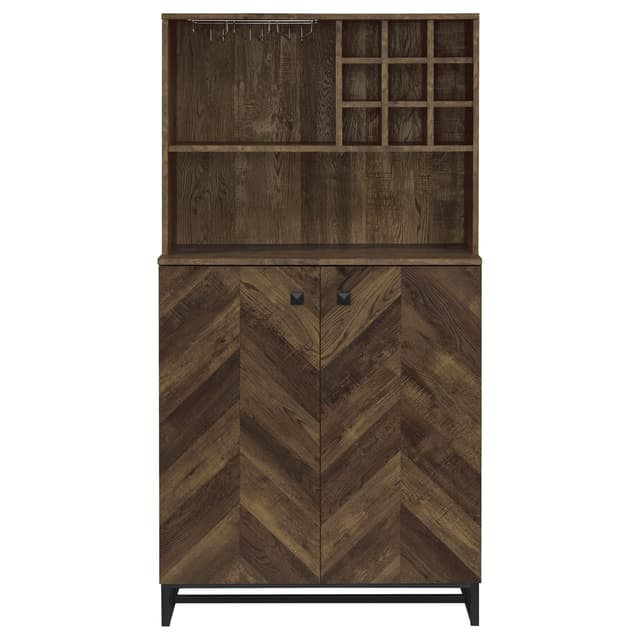 Mendoza 2-door Home Bar Cabinet Wine Storage Rustic Oak — photo 4